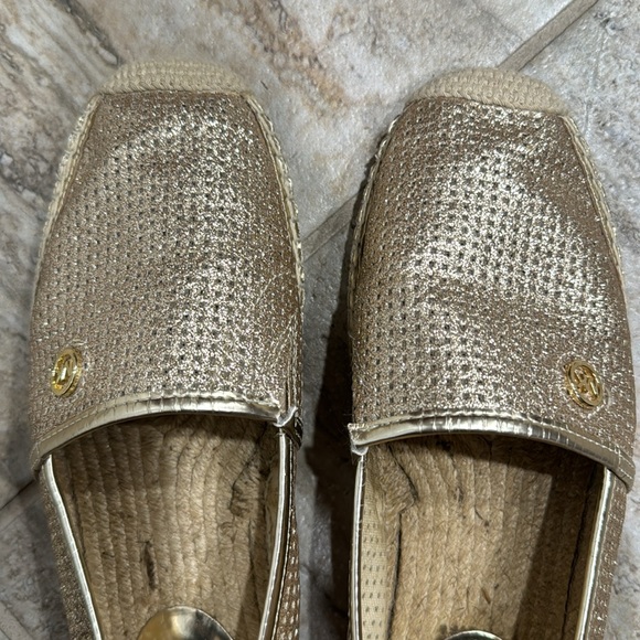 Michael Michael Kors Kendrick Espadrilles Slip On Gold Glitter Flats SZ 8 - Picture 15 of 16
